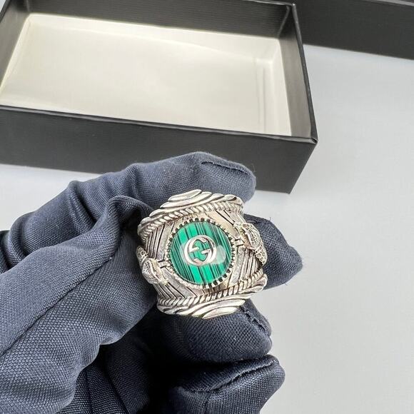NIB Gucci Garden GG Malachite Ring in Silver Size 12 - Picture 12 of 14
